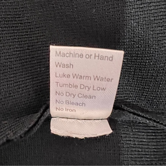 Ming Wang Embroidered Scallop Cardigan Size L Black Acrylic Knit Open Front - Picture 7 of 7